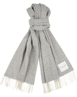 Profuomo Herringbone-Weave Fringed Scarf - Grey
