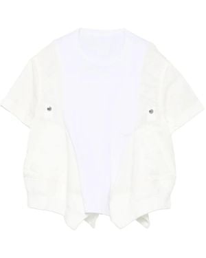 Sacai Button-Detailed Short-Sleeved Top - White