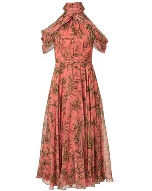 Carolina Herrera Branch-Print Halterneck Midi Dress - Weiß