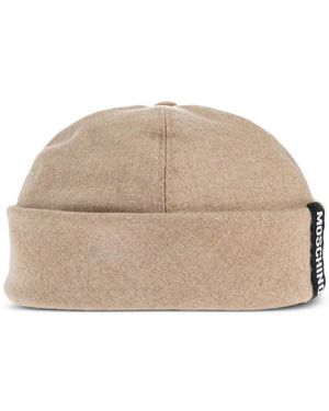Moschino Cotton Beanie With Logo Patch - Natural