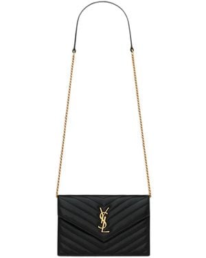 Saint Laurent Bolso De Mano Cassandre Acolchado Con Motivo Chevron - Blanco