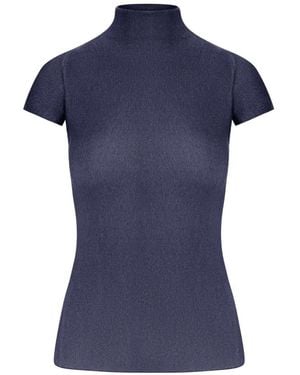 Giorgio Armani Ribbed-Knit Short-Sleeve T-Shirt - Blue