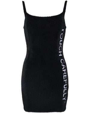 Off-White c/o Virgil Abloh Off White Quote Fuzzy Mini Dress Black White