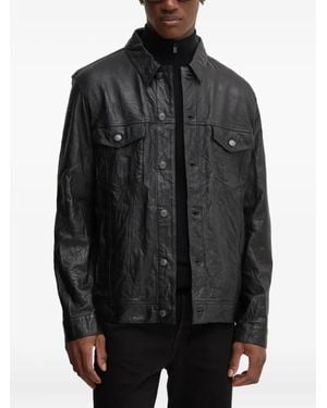 Zadig & Voltaire Leather Button-Fastening Jacket - Black