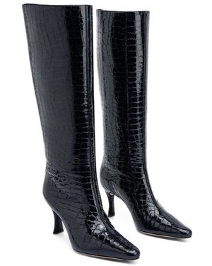 BY FAR Stevie 42 Crocodile-Embossed Leather Boots - Black