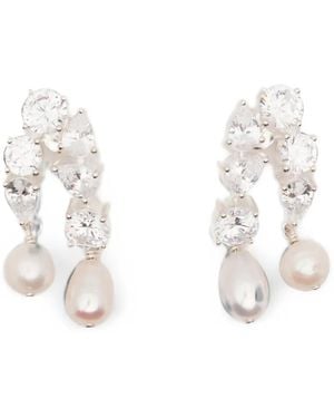 Completedworks Cascading Pearl And Zirconia Drop Earrings - White