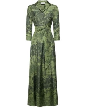 Pierre Louis Mascia Landscape-Print Shirt Maxi Dress - Green