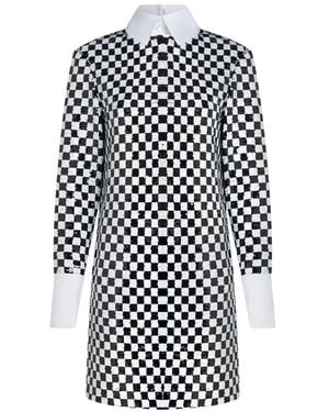 KARL LAGERFELD Checkerboard Sequin Mini Dress - White