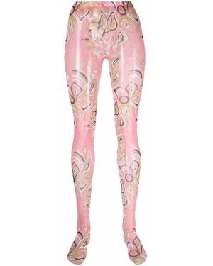 PUCCI Africana-Print Elasticated-Waist Tights - Pink