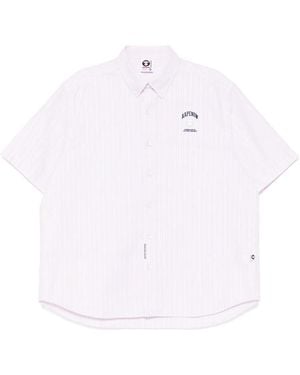 Aape By A Bathing Ape Aapenow Gestreept Overhemd Met Moonface-Logo - Wit