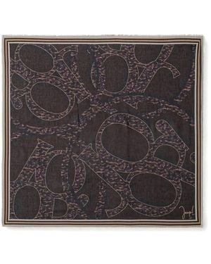 Joop! Logo-Print Fringed Scarf - Black