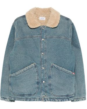 AMISH Shearling-Collar Denim Jacket - Blue