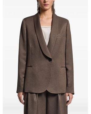 Peserico Twill Single-Breasted Blazer - Brown
