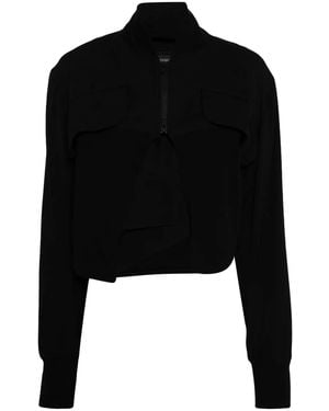 Yohji Yamamoto Layered Cropped Bomber Jacket - Black