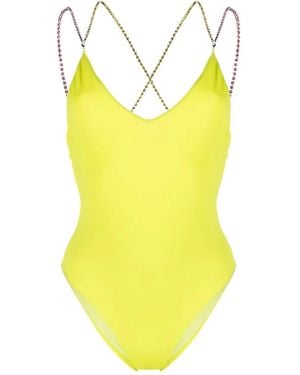 Gcds Crystal-Strap Swimsuit - Yellow