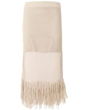 KARL LAGERFELD Crochet-Knit Fringe-Trimmed Midi Skirt - White