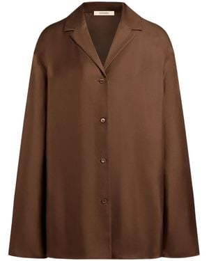 12 STOREEZ Camisa de seda con botones - Marrón
