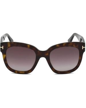 Tom Ford Beatrix Tortoiseshell Square-Frame Sunglasses - Marrone