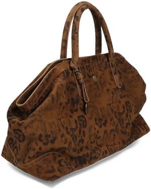 Ash Jacqueline Leopard-Print Suede Tote Bag - Brown