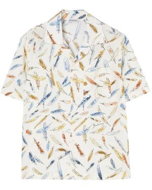 Burberry Lockeres Hemd Mit Federprint - Weiß