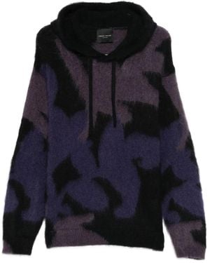Roberto Collina Patterned Hoodie - Blue