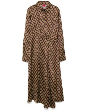 HUGO Geometric-Pattern Midi Dress - Brown