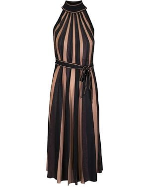 Zimmermann Hypnotic Striped Halterneck Midi Dress - Black