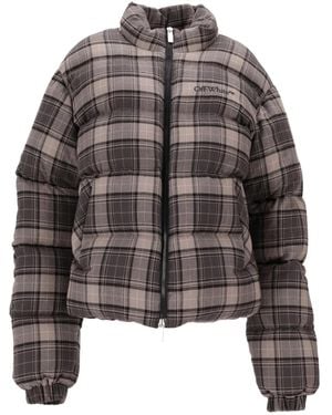 Off-White c/o Virgil Abloh Spray Check Flannel Down Jacket - Grey
