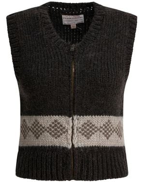 Filson Zip-Up Patterned-Intarsia Vest - Black