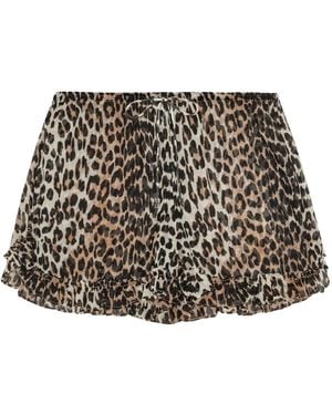 Ganni レザーライウエストショートパンツ