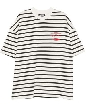 WRSTBHVR Horizontal-Stripe Logo-Print T-Shirt - White