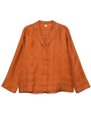 TOTEME Silk Embroidered Monogram Shirt - Orange