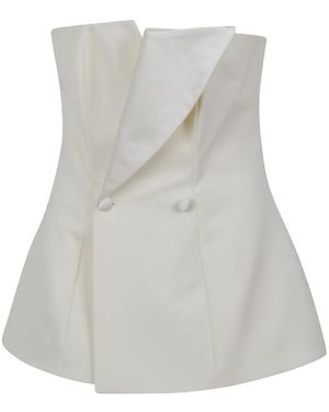 P.A.R.O.S.H. Double-Breasted Strapless Top - White