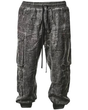 Thom Krom Acid-Wash Drawstring Cargo Pants - Gray