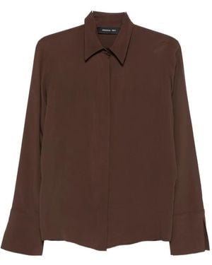 FEDERICA TOSI Pointed-Collar Buttoned Shirt - Brown