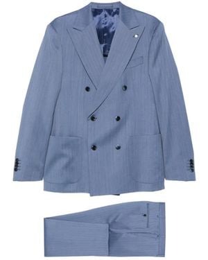 Luigi Bianchi Double-Breasted Wool Suit - Blue