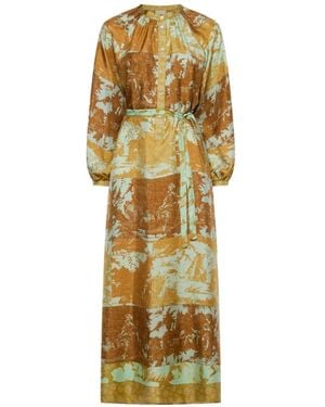 Pierre Louis Mascia Aloe Belted Floral-Print Maxi Dress - Metallic