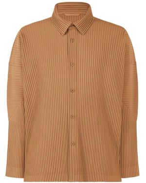 Homme Plissé Issey Miyake Monthly Colours October Button-Down Pleated Shirt - Brown