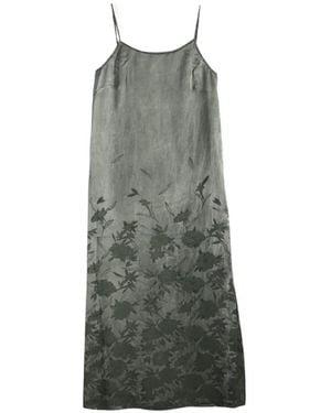 Uma Wang Floral-Print Slip Midi Dress - Gray
