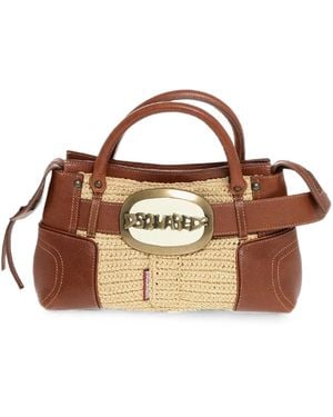 DSquared² Bolso Shopper Tejido Con Hebilla Del Logo - Marrón