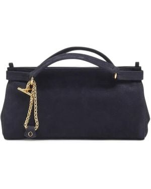 Orciani Small Virgo Chain-Detail Suede Tote Bag - Blue