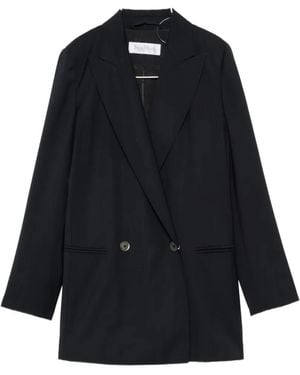 Max Mara Double-Breasted Wool Blazer - Blue