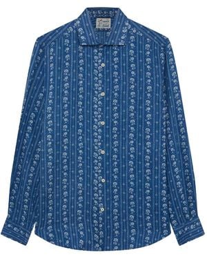 MC2 Saint Barth Floral-Print Linen Shirt - Blue