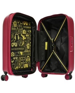 Mandarina Duck Logoduck Ribbed Trolley Suitcase - Red