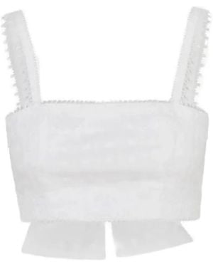 Waimari Lace-Trim Cropped Top - White