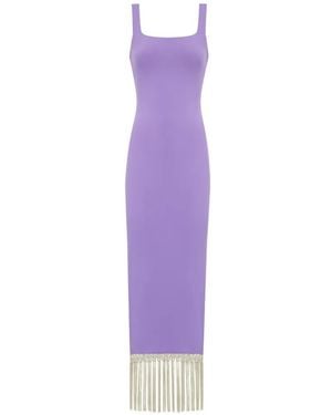 ‎Taller Marmo Vestido Midi Lido Con Flecos - Morado