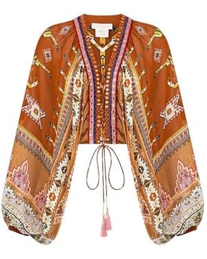 CAMILLA Graphic-Pattern Blouse - Orange
