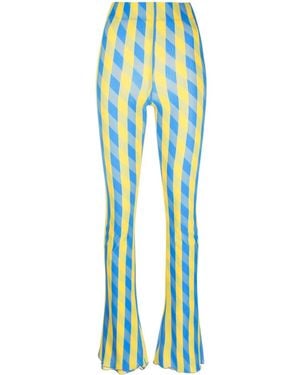 Sunnei Stripe Checked Slim-Fit Pants - Blue