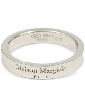 Maison Margiela Engraved-Logo Band Ring - White
