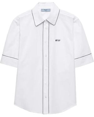 Prada Short-Sleeved Poplin Shirt - White